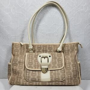 Vintage Etienne Aigner Monogram Logo Tote Shoulder Bag Large Office Pockets